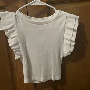 Zara white ruffle tank top size small